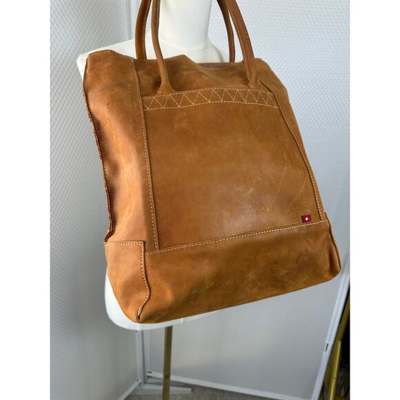 Minimalist high-quality Camel leather tote bag 14”x16” - Picture 10 of 11
